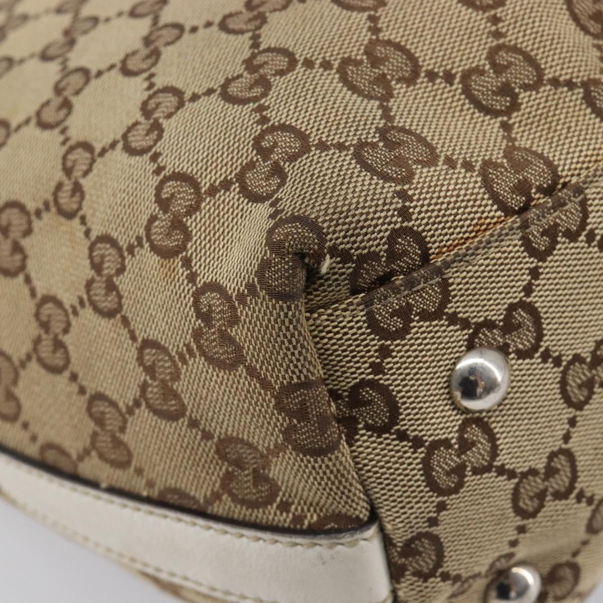 GUCCI GG Canvas Web Sherry Line Tote Bag Beige Silver 232970 Auth 209693
