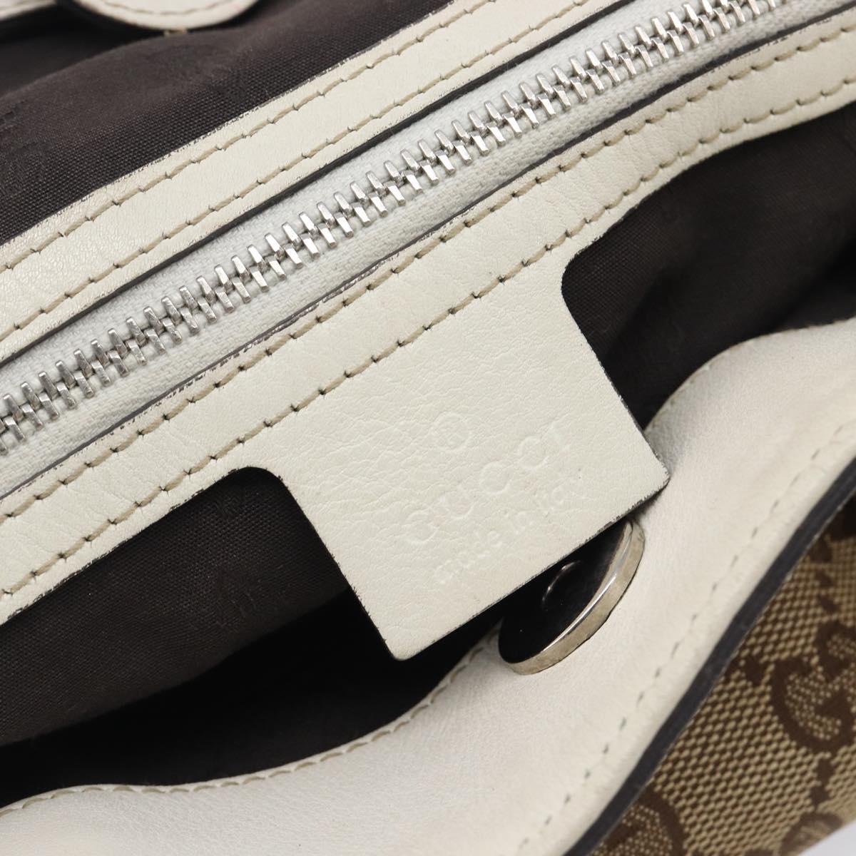 GUCCI GG Canvas Web Sherry Line Tote Bag Beige Silver 232970 Auth 209693