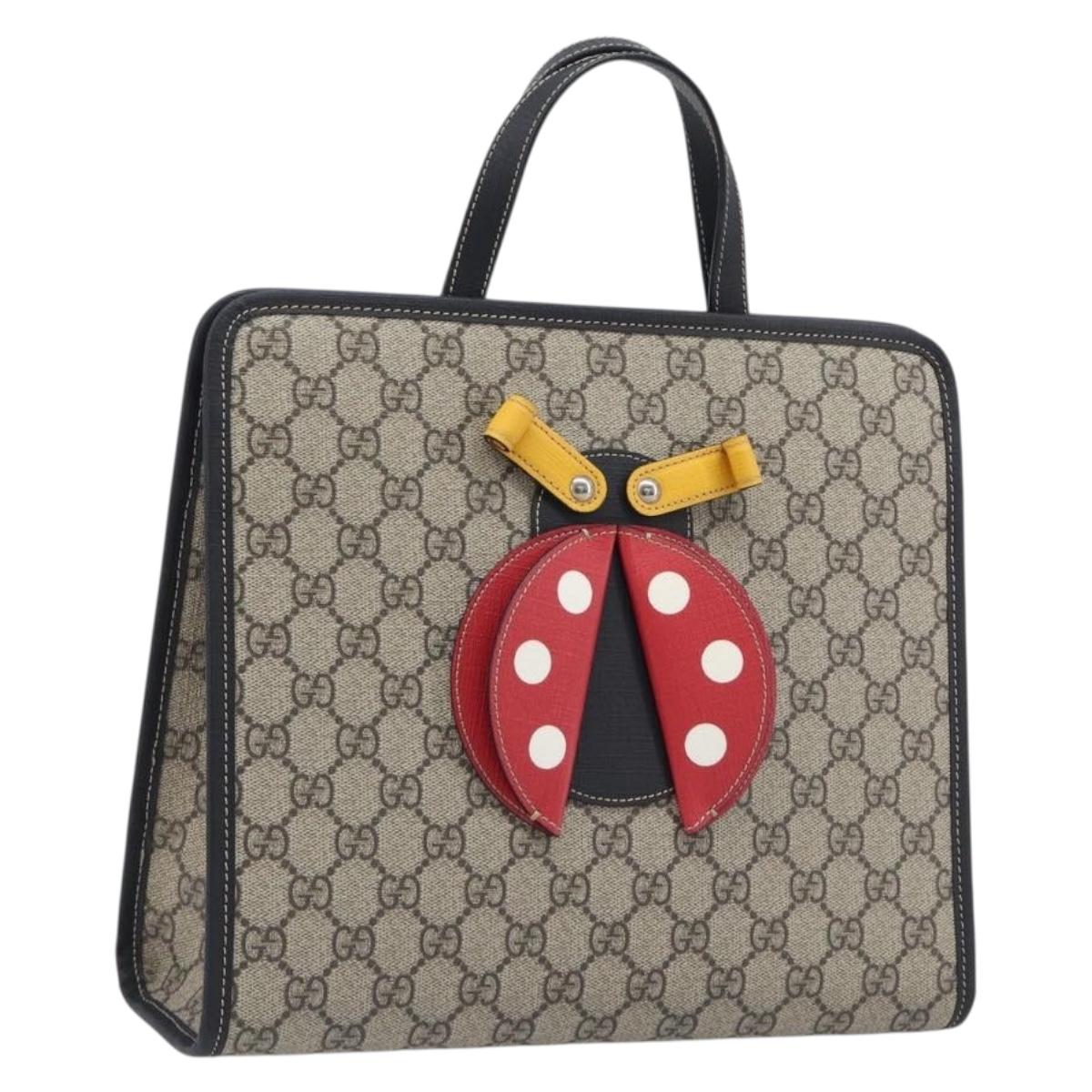 GUCCI GG Supreme Childrens Hand Bag PVC Beige Red 664083 Auth 209696M