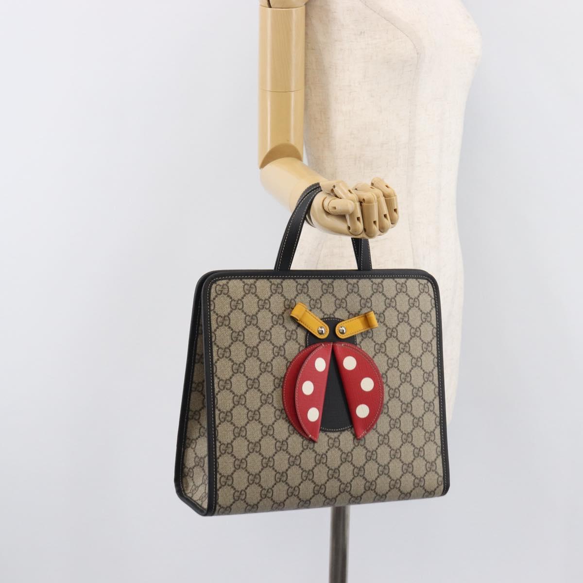GUCCI GG Supreme Childrens Hand Bag PVC Beige Red 664083 Auth 209696M