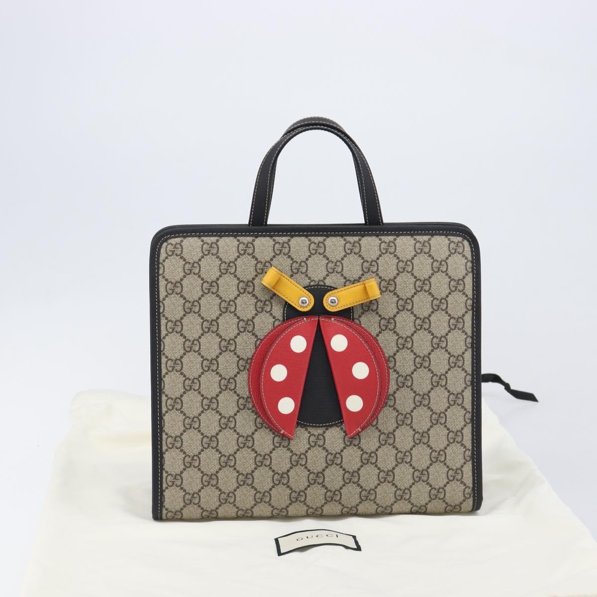 GUCCI GG Supreme Childrens Hand Bag PVC Beige Red 664083 Auth 209696M