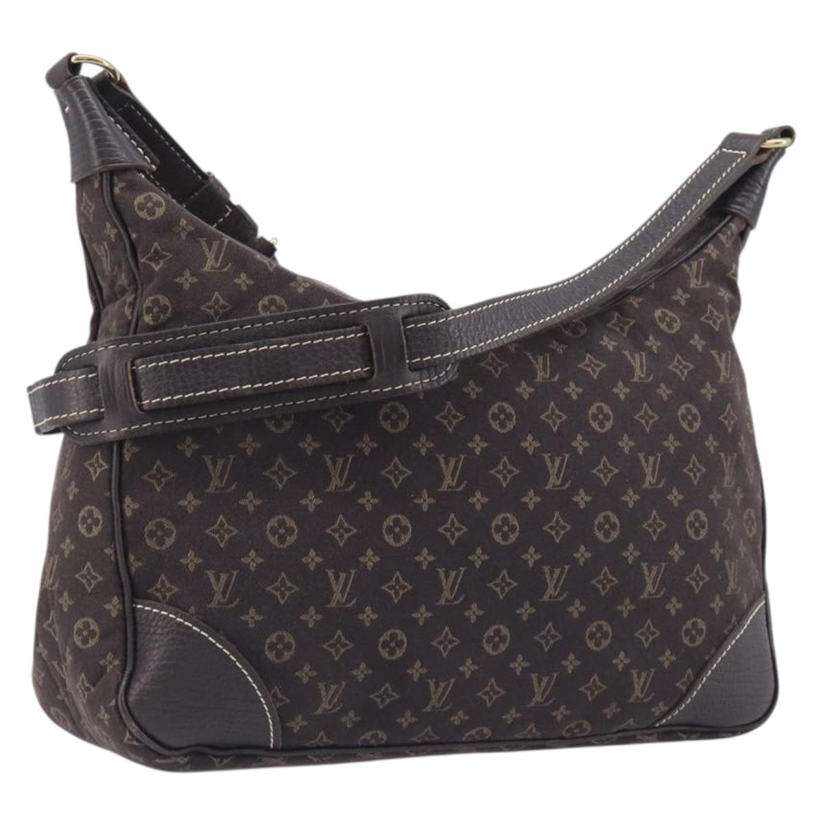 LOUIS VUITTON Monogram Mini Lin Boulogne Bag Brown Ebene M95225 LV Auth 209701V