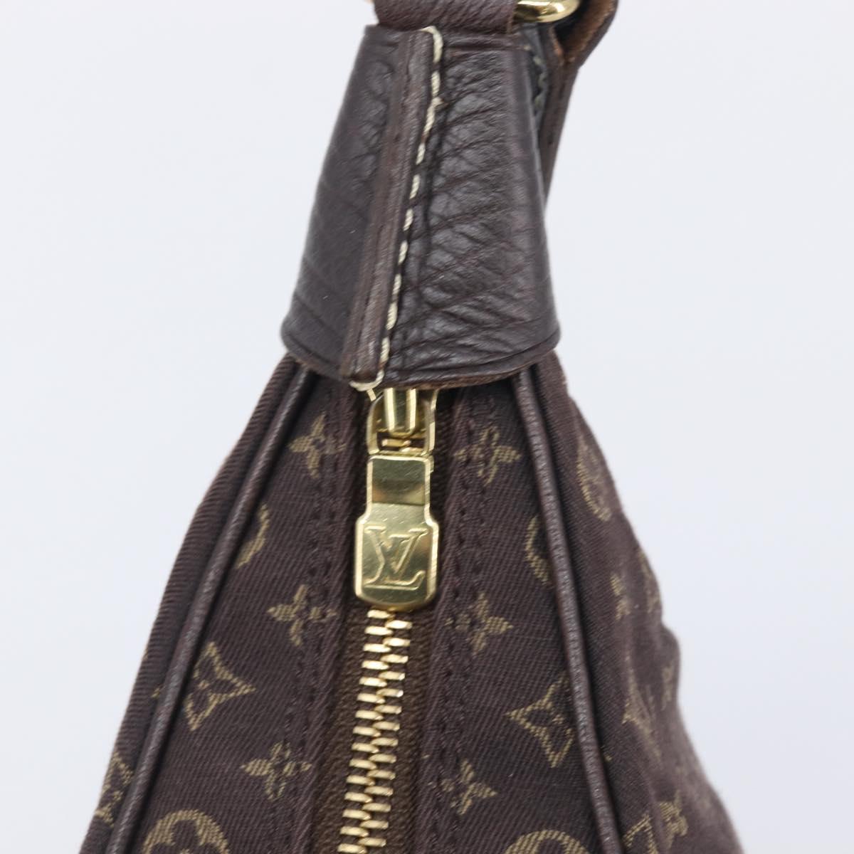 LOUIS VUITTON Monogram Mini Lin Boulogne Bag Brown Ebene M95225 LV Auth 209701V
