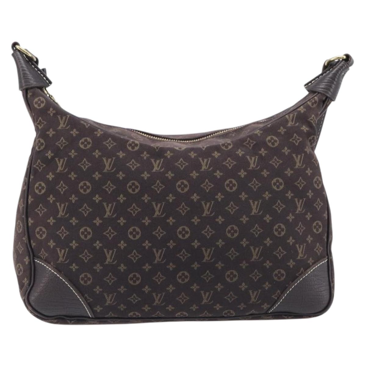 LOUIS VUITTON Monogram Mini Lin Boulogne Bag Brown Ebene M95225 LV Auth 209701V