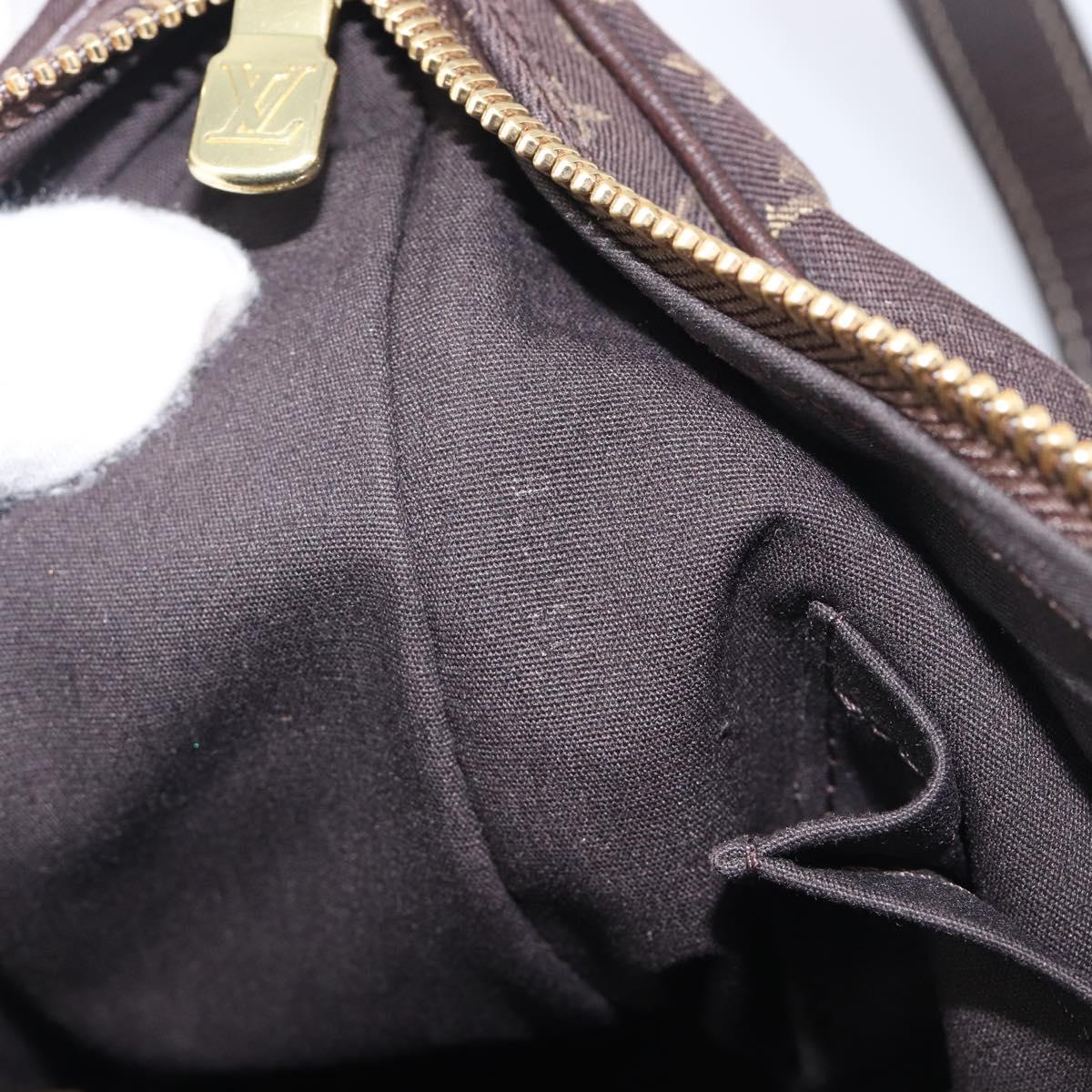 LOUIS VUITTON Monogram Mini Lin Boulogne Bag Brown Ebene M95225 LV Auth 209701V
