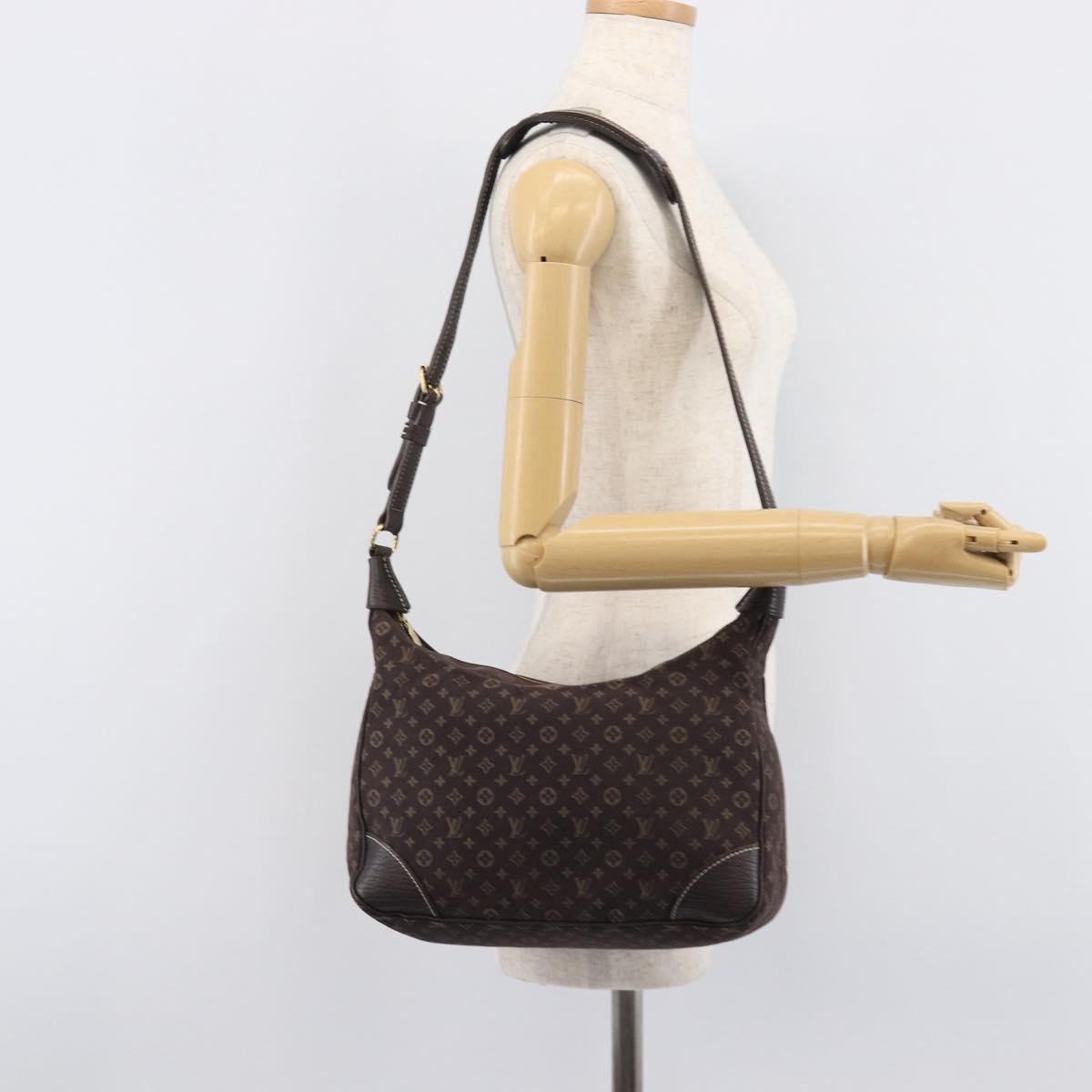 LOUIS VUITTON Monogram Mini Lin Boulogne Bag Brown Ebene M95225 LV Auth 209701V
