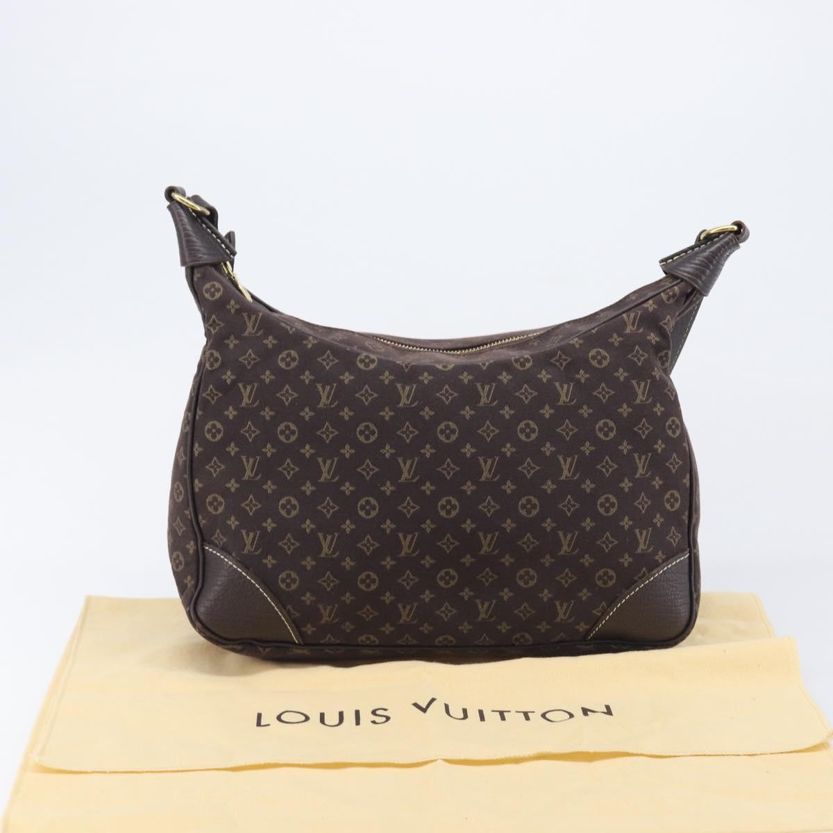 LOUIS VUITTON Monogram Mini Lin Boulogne Bag Brown Ebene M95225 LV Auth 209701V