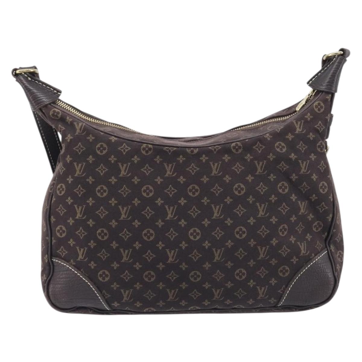 LOUIS VUITTON Monogram Mini Lin Boulogne Bag Brown Ebene M95225 LV Auth 209701V