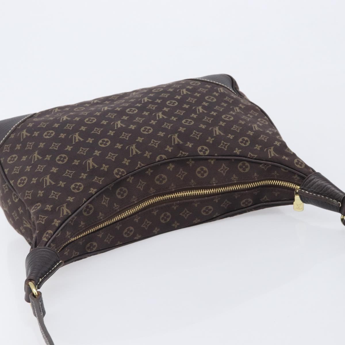 LOUIS VUITTON Monogram Mini Lin Boulogne Bag Brown Ebene M95225 LV Auth 209701V