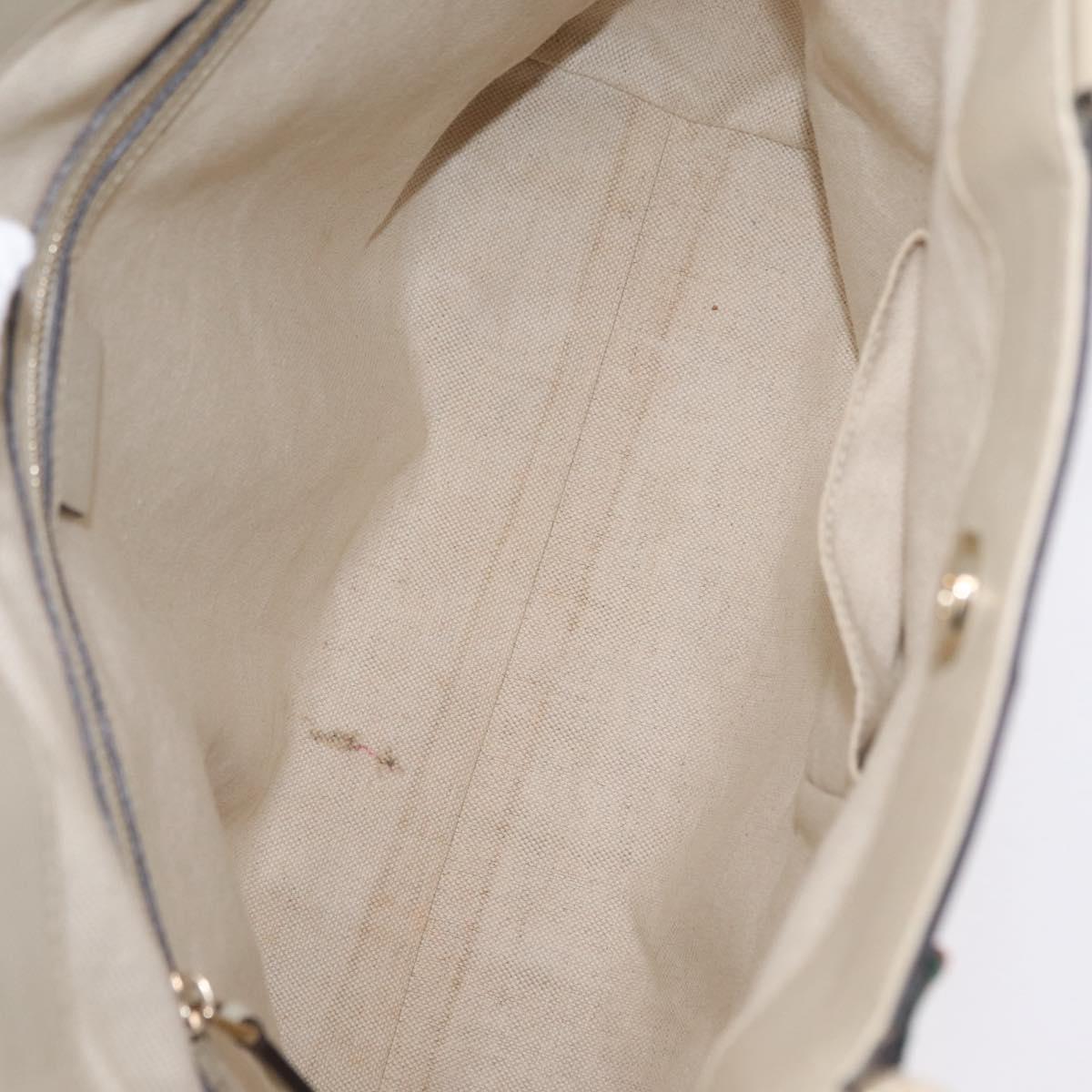 GUCCI GG Canvas Web Sherry Line Princi Tote Bag Beige Gold 257062 Auth 209706A