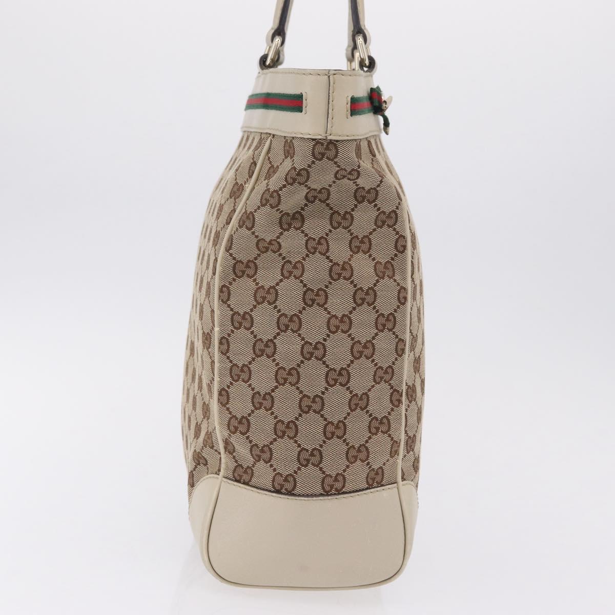 GUCCI GG Canvas Web Sherry Line Princi Tote Bag Beige Gold 257062 Auth 209706A