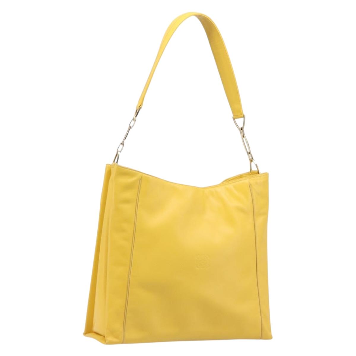 LOEWE Shoulder Bag Leather Yellow Gold Auth 209708V