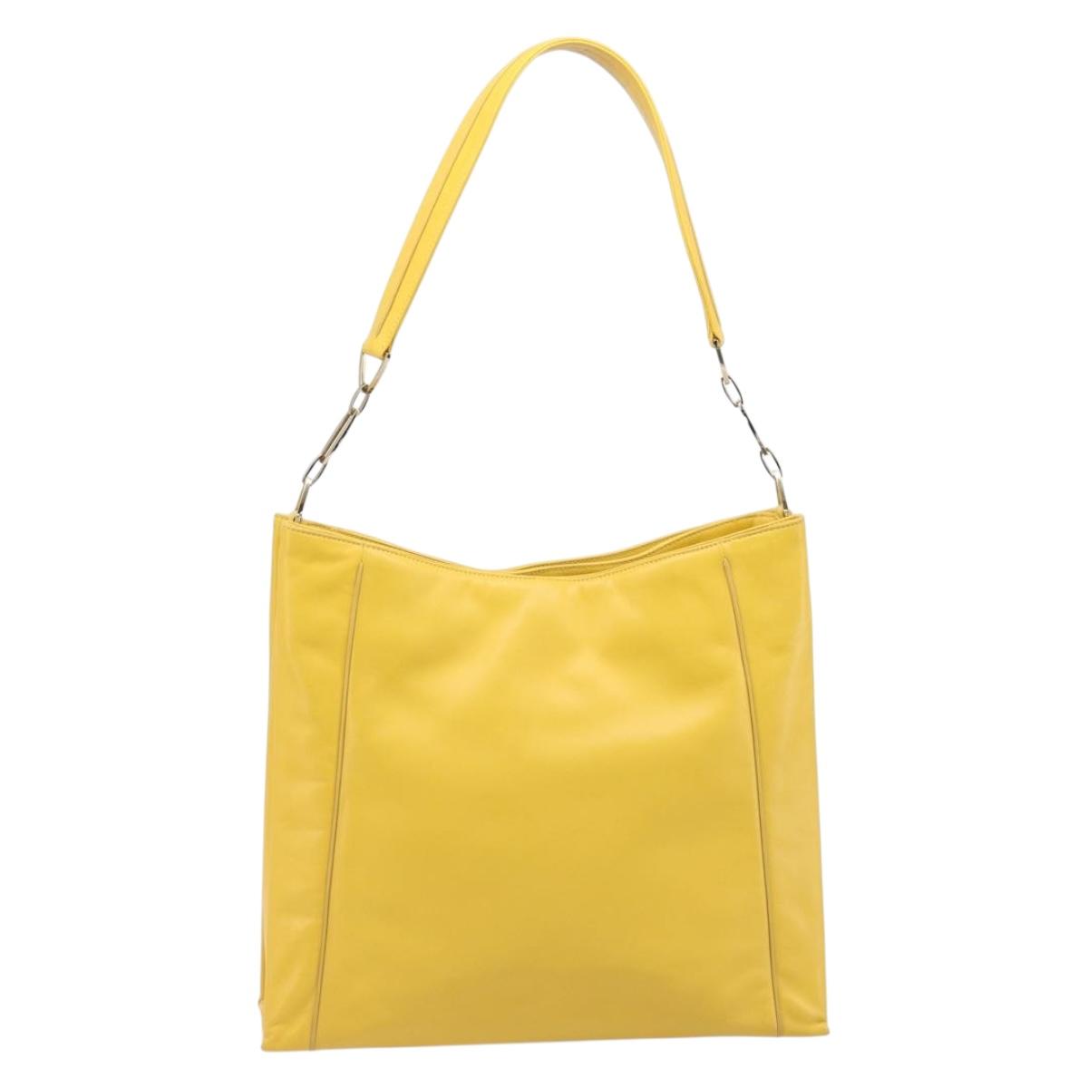 LOEWE Shoulder Bag Leather Yellow Gold Auth 209708V