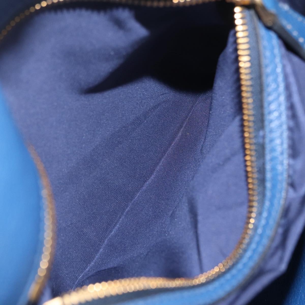 Miu Miu Tote Bag Leather Blue Gold Tone Auth 209709