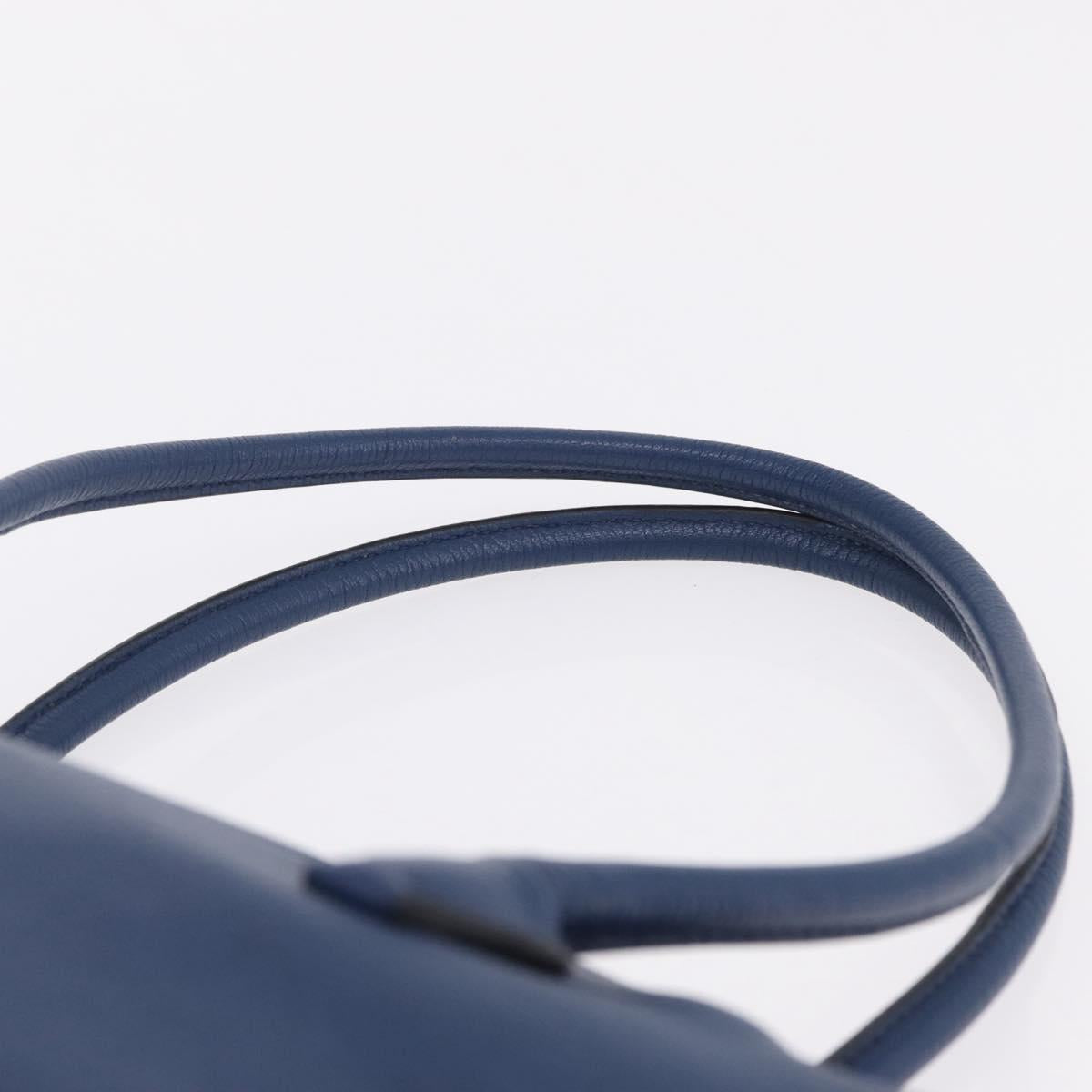 Miu Miu Tote Bag Leather Blue Gold Tone Auth 209709