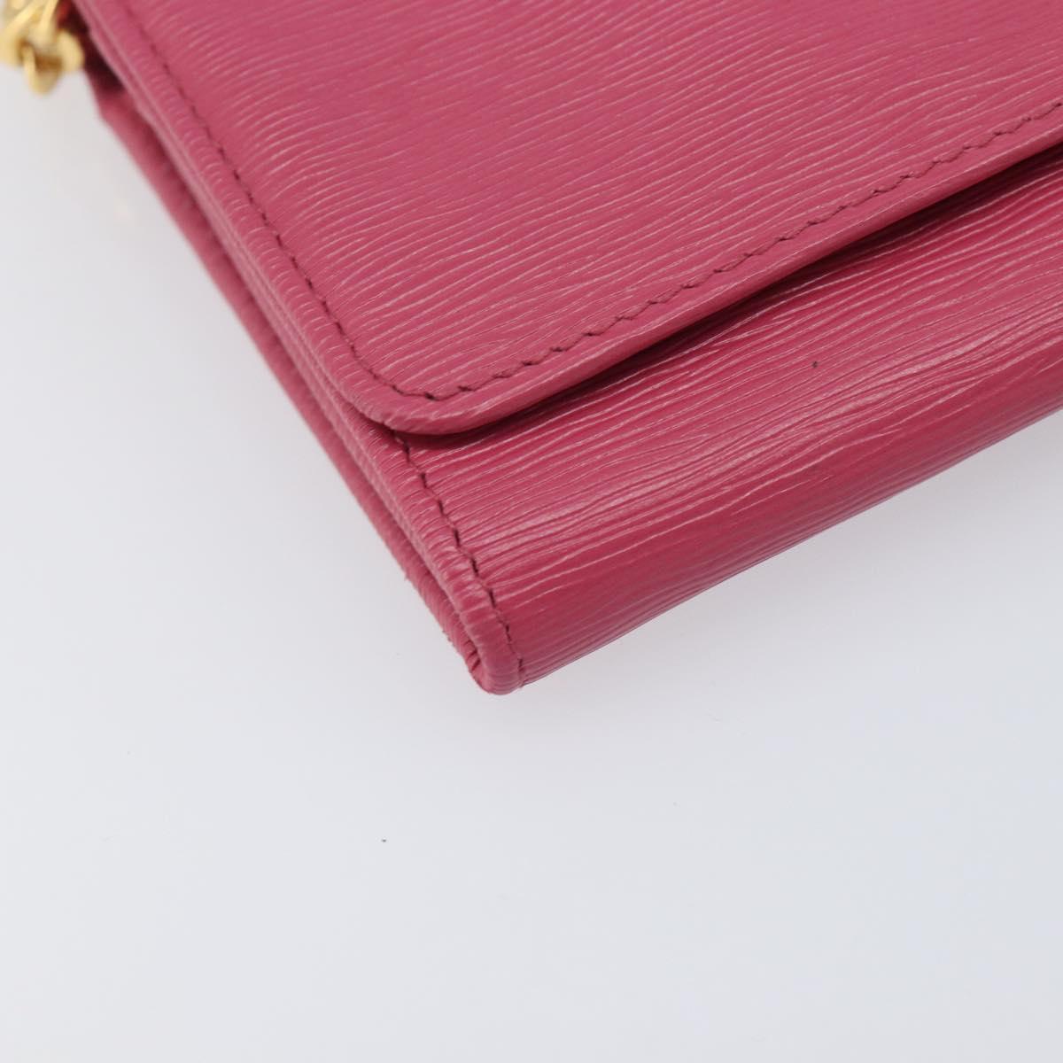 PRADA Chain Shoulder Wallet Leather Pink Gold Tone Auth 209725A