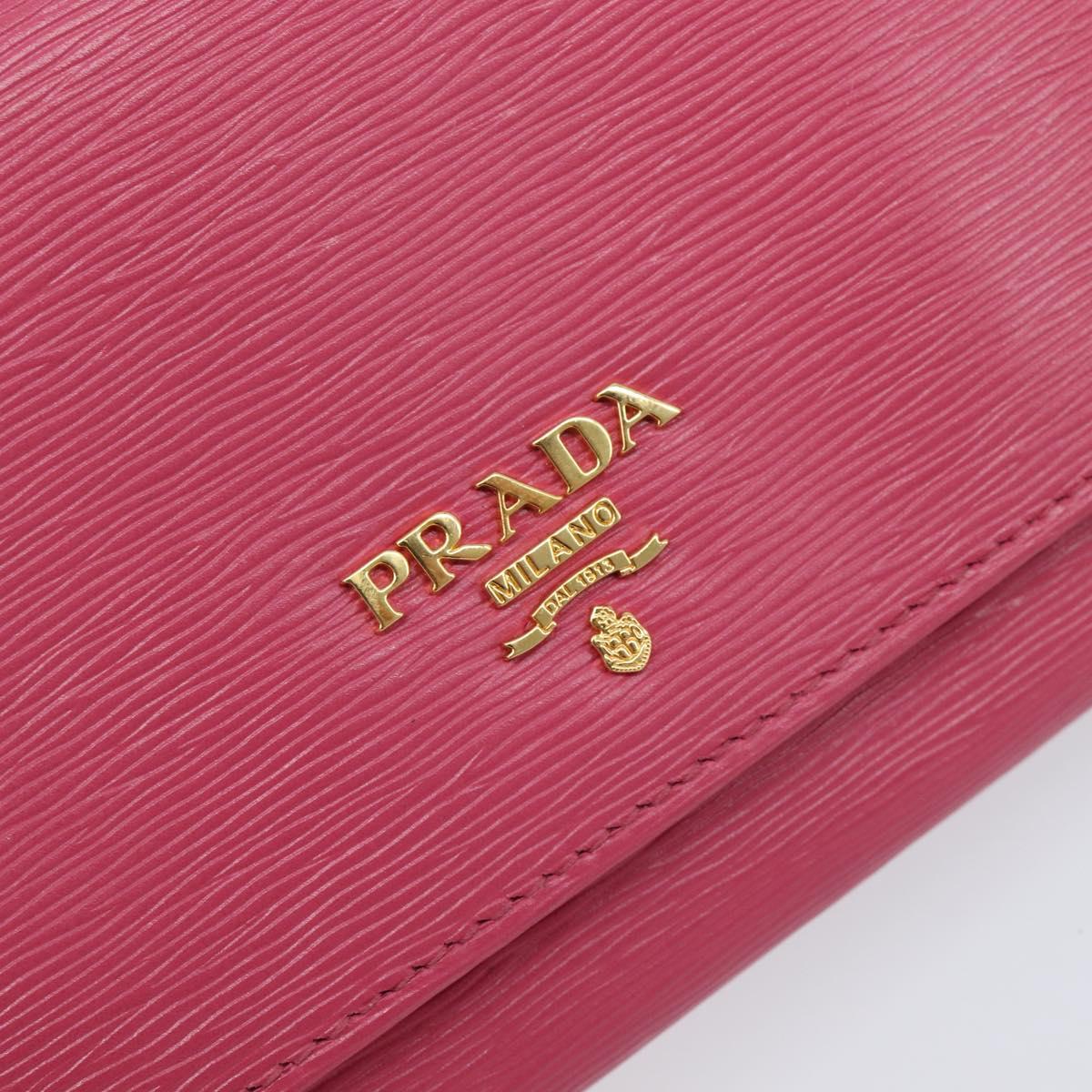 PRADA Chain Shoulder Wallet Leather Pink Gold Tone Auth 209725A