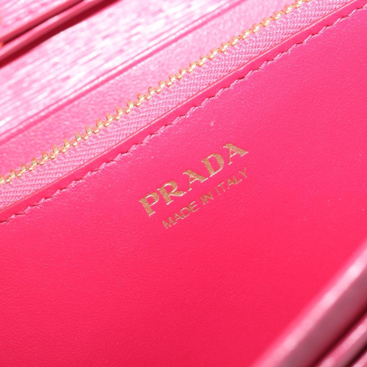 PRADA Chain Shoulder Wallet Leather Pink Gold Tone Auth 209725A