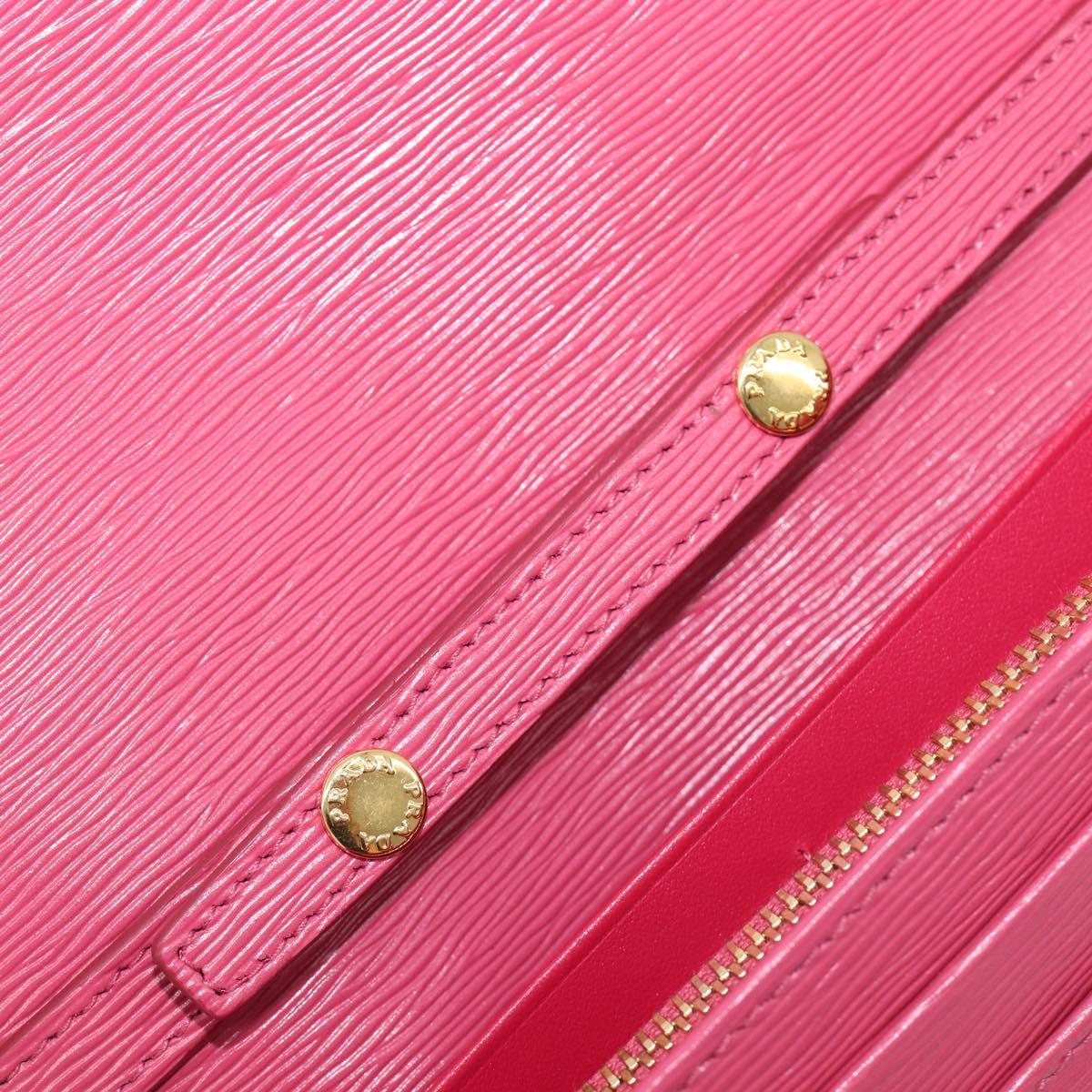 PRADA Chain Shoulder Wallet Leather Pink Gold Tone Auth 209725A
