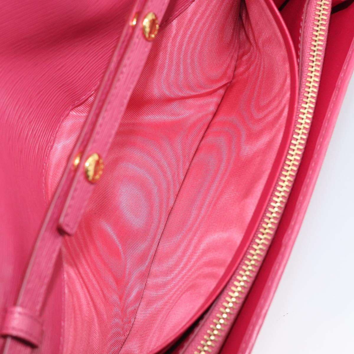 PRADA Chain Shoulder Wallet Leather Pink Gold Tone Auth 209725A
