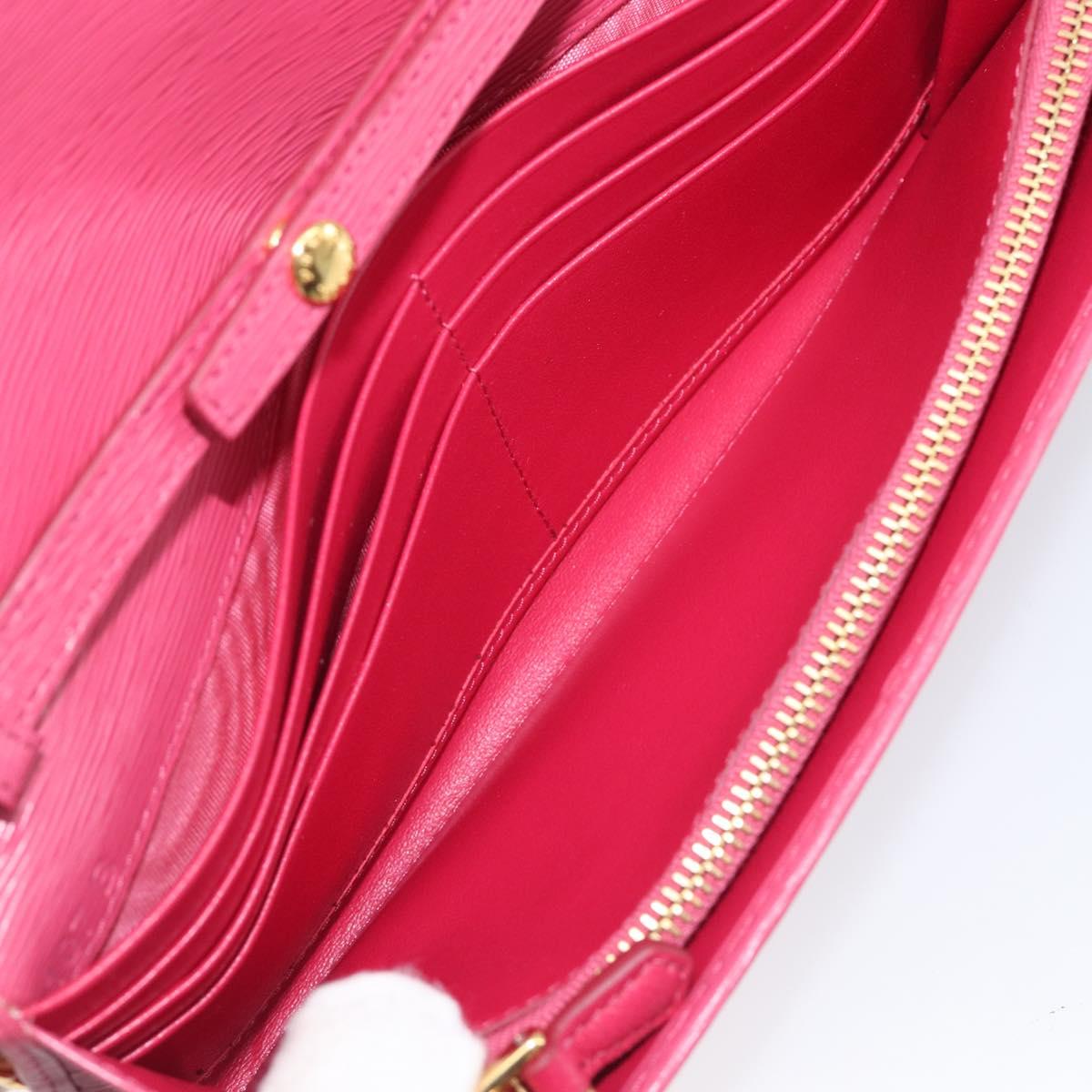 PRADA Chain Shoulder Wallet Leather Pink Gold Tone Auth 209725A