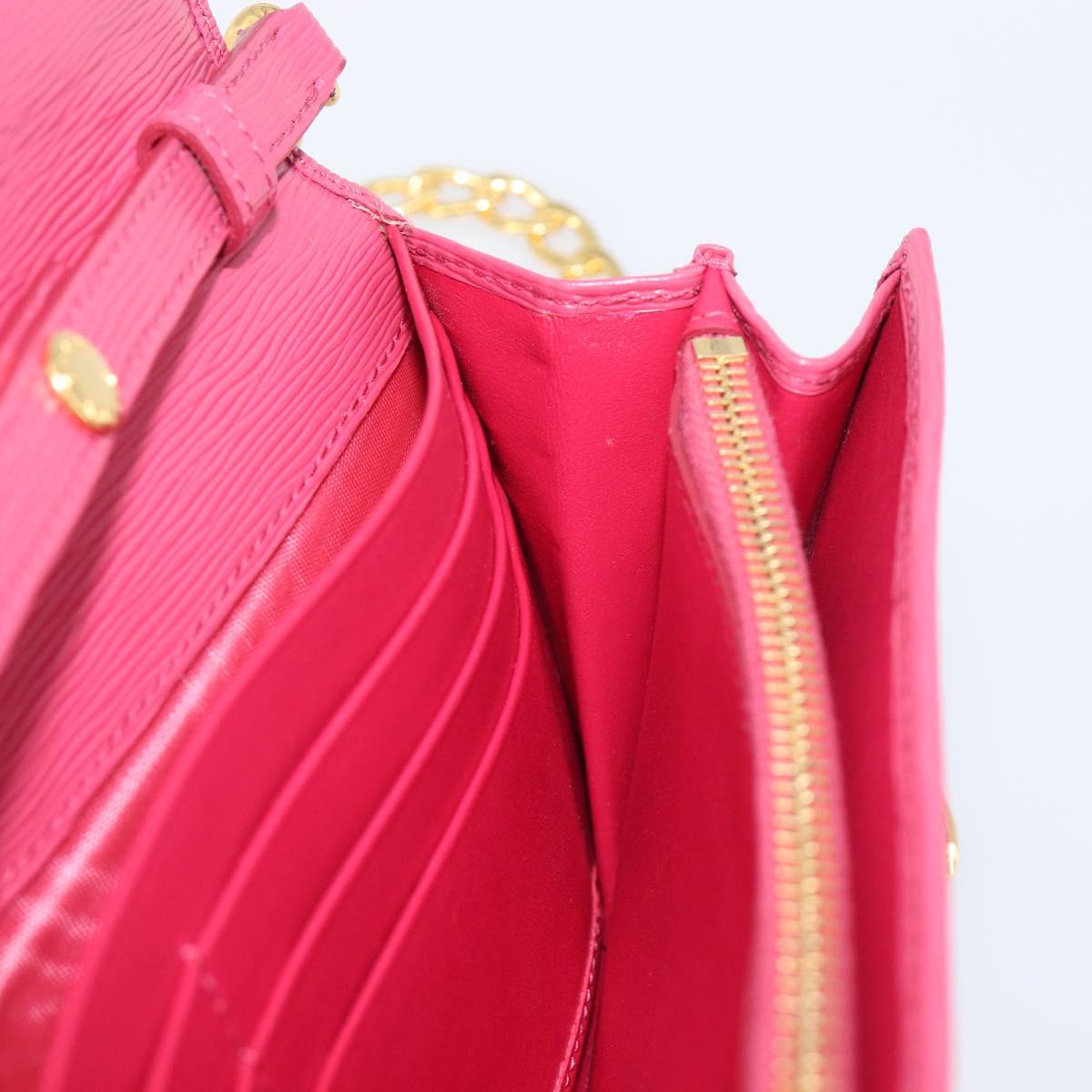 PRADA Chain Shoulder Wallet Leather Pink Gold Tone Auth 209725A