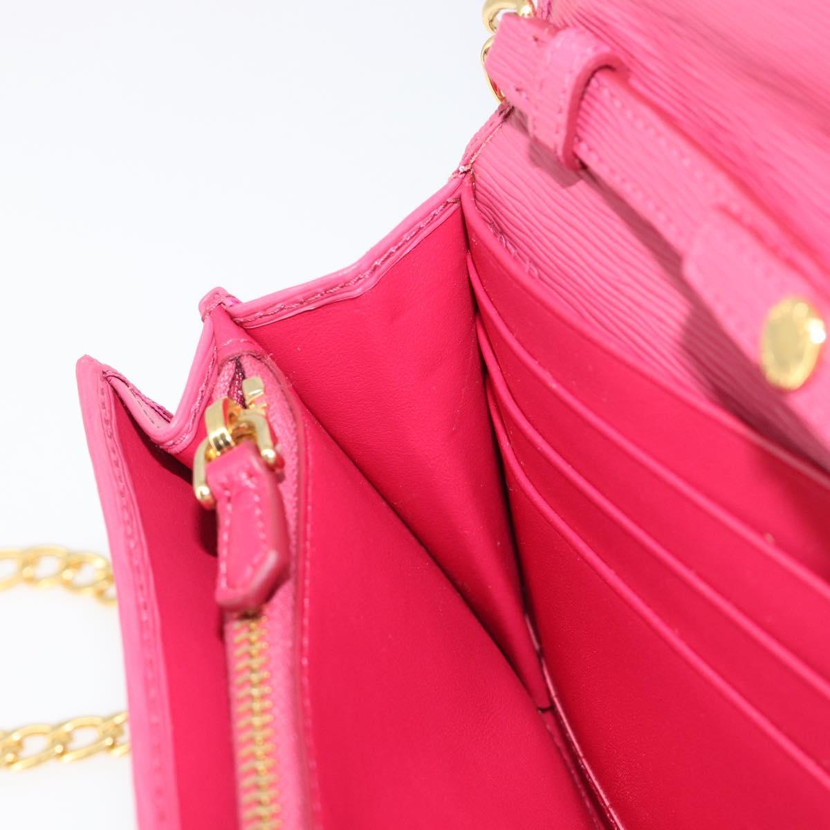 PRADA Chain Shoulder Wallet Leather Pink Gold Tone Auth 209725A