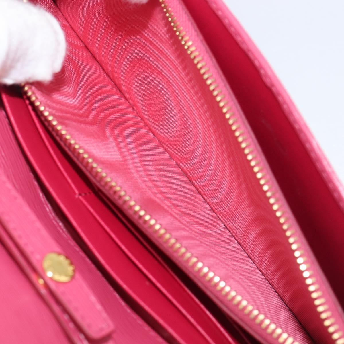 PRADA Chain Shoulder Wallet Leather Pink Gold Tone Auth 209725A