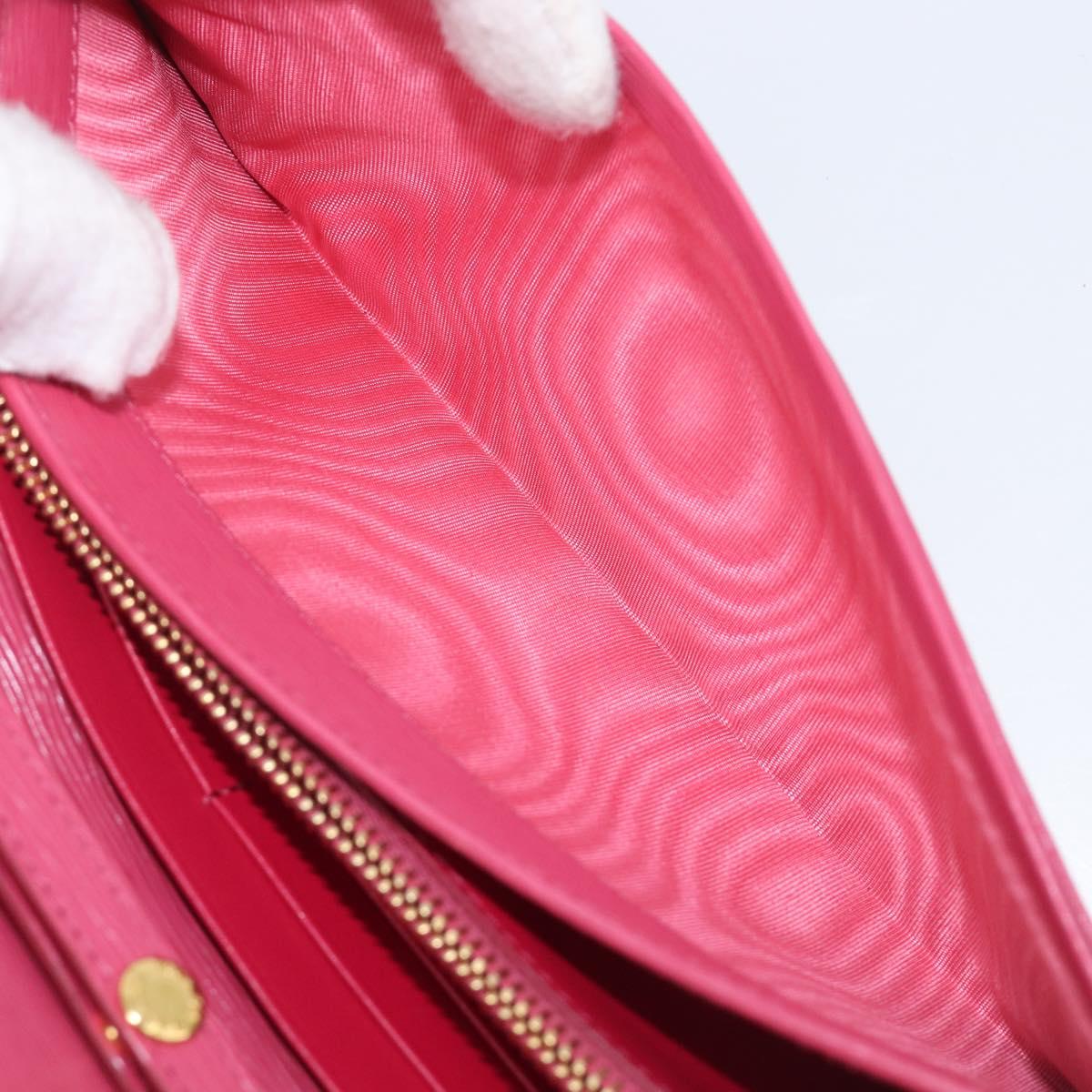 PRADA Chain Shoulder Wallet Leather Pink Gold Tone Auth 209725A