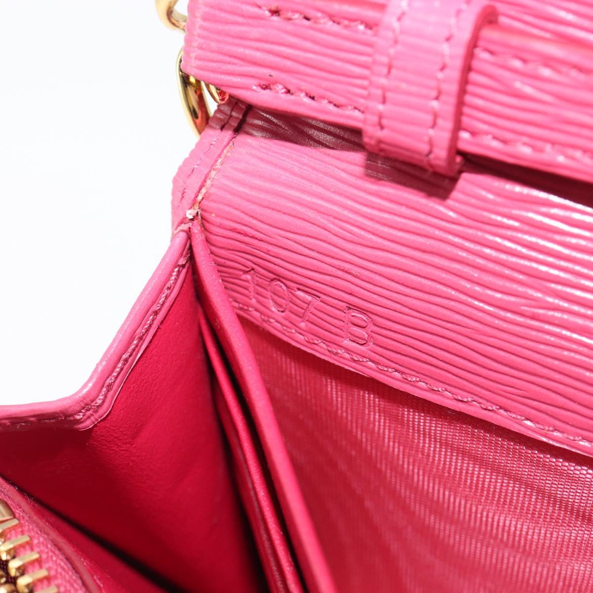 PRADA Chain Shoulder Wallet Leather Pink Gold Tone Auth 209725A