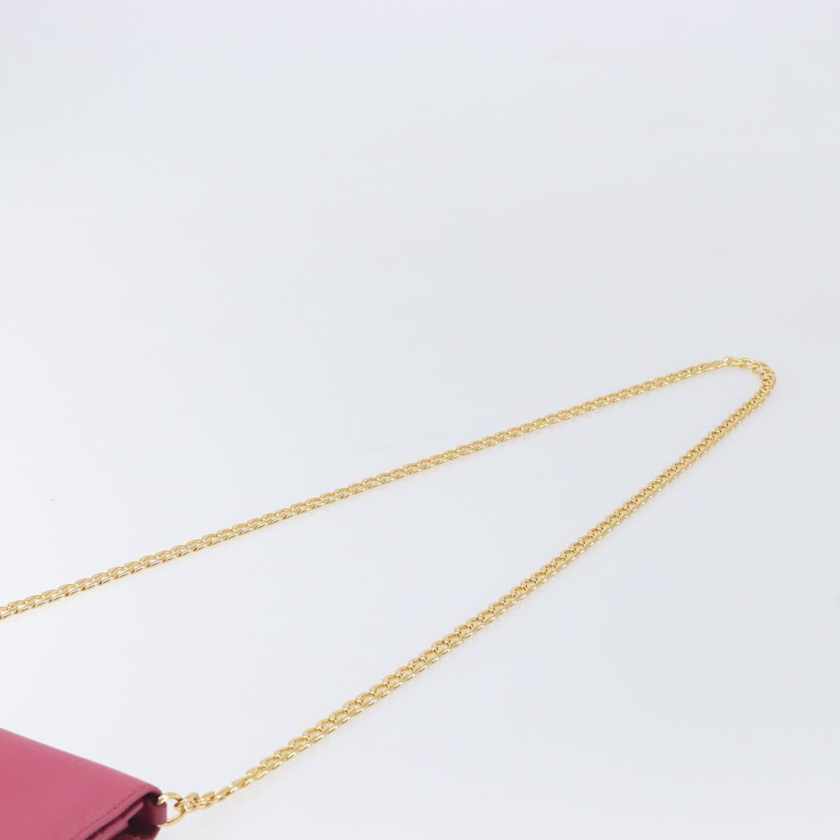 PRADA Chain Shoulder Wallet Leather Pink Gold Tone Auth 209725A