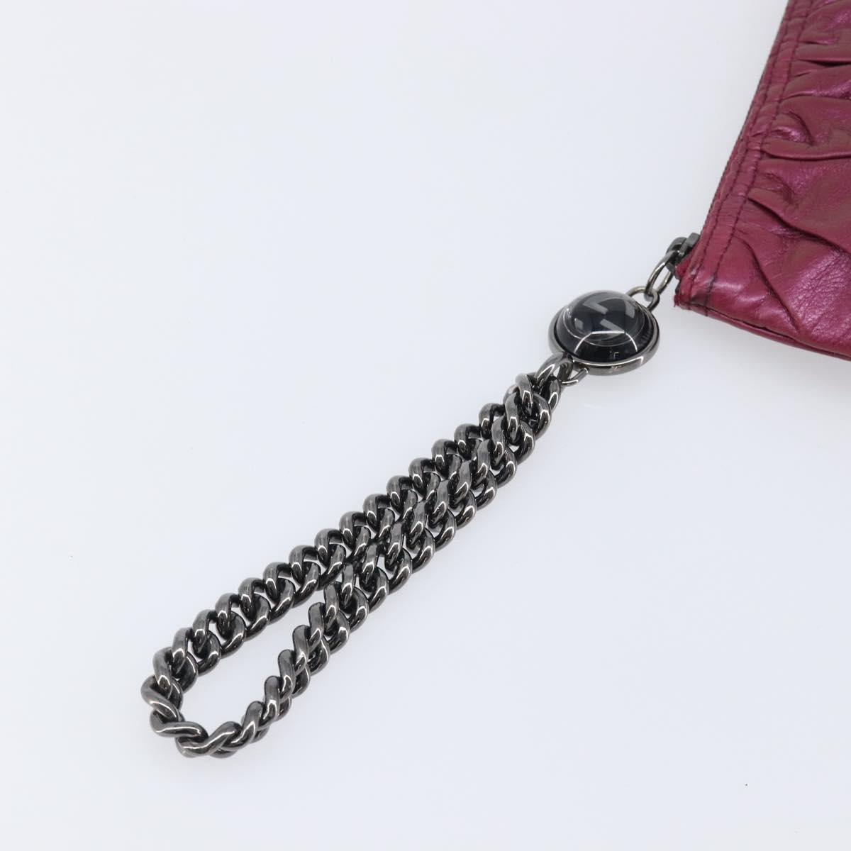 GUCCI Chain Clutch Bag Leather Pink Silver 229397 Auth 209726A