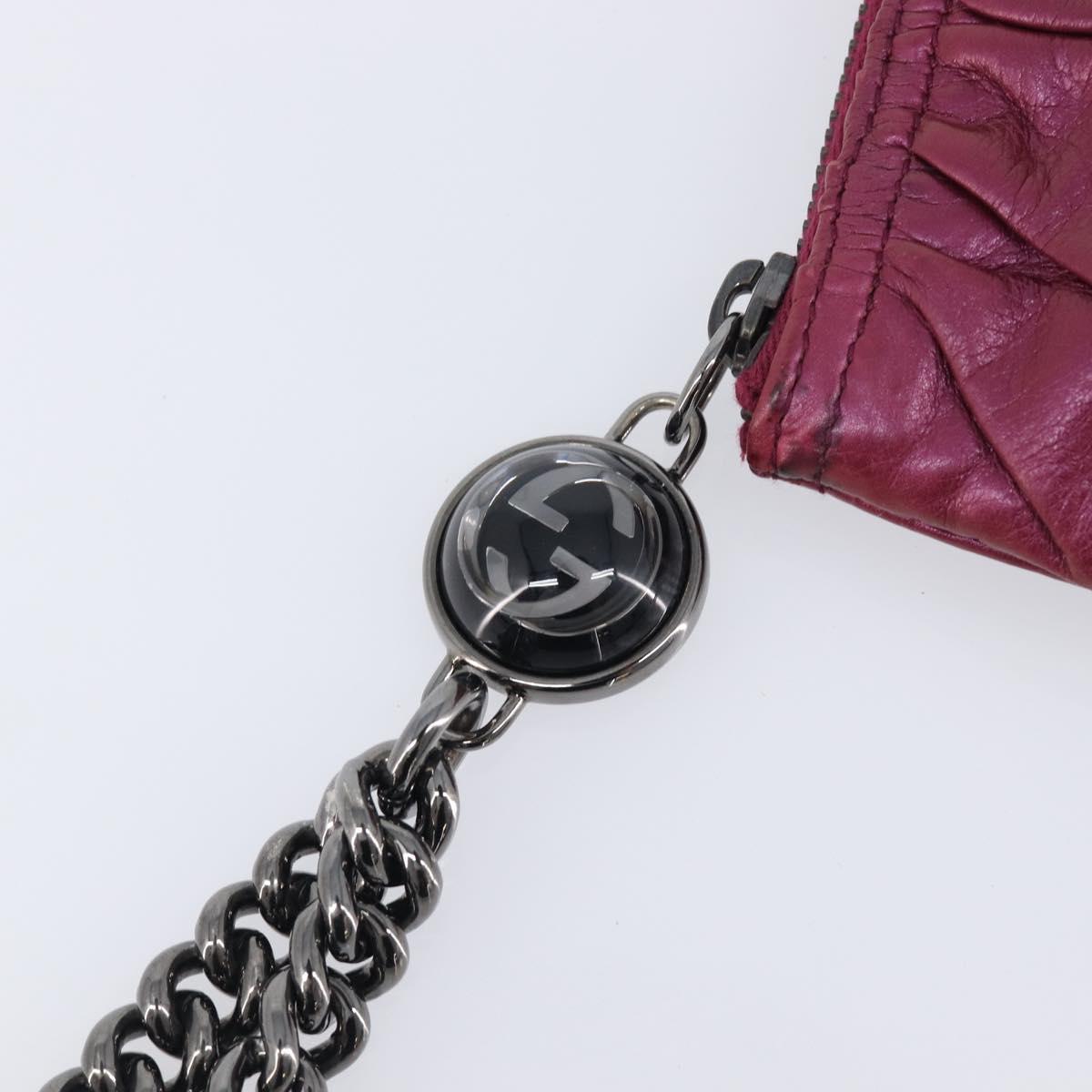 GUCCI Chain Clutch Bag Leather Pink Silver 229397 Auth 209726A