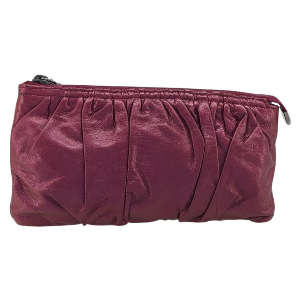 GUCCI Chain Clutch Bag Leather Pink Silver 229397 Auth 209726A