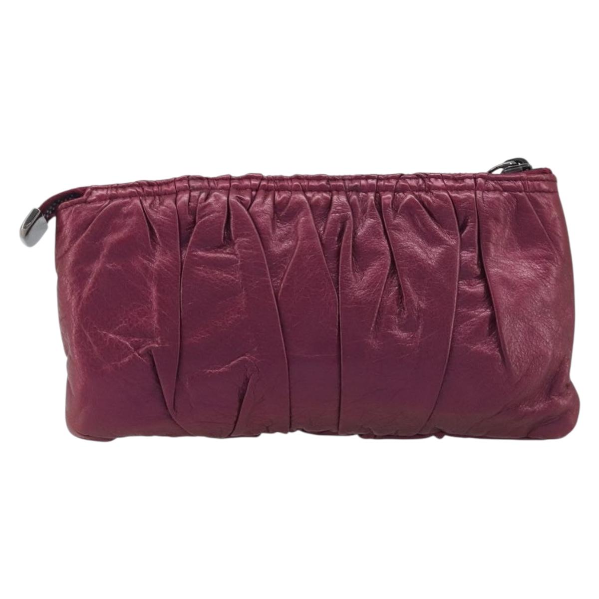 GUCCI Chain Clutch Bag Leather Pink Silver 229397 Auth 209726A