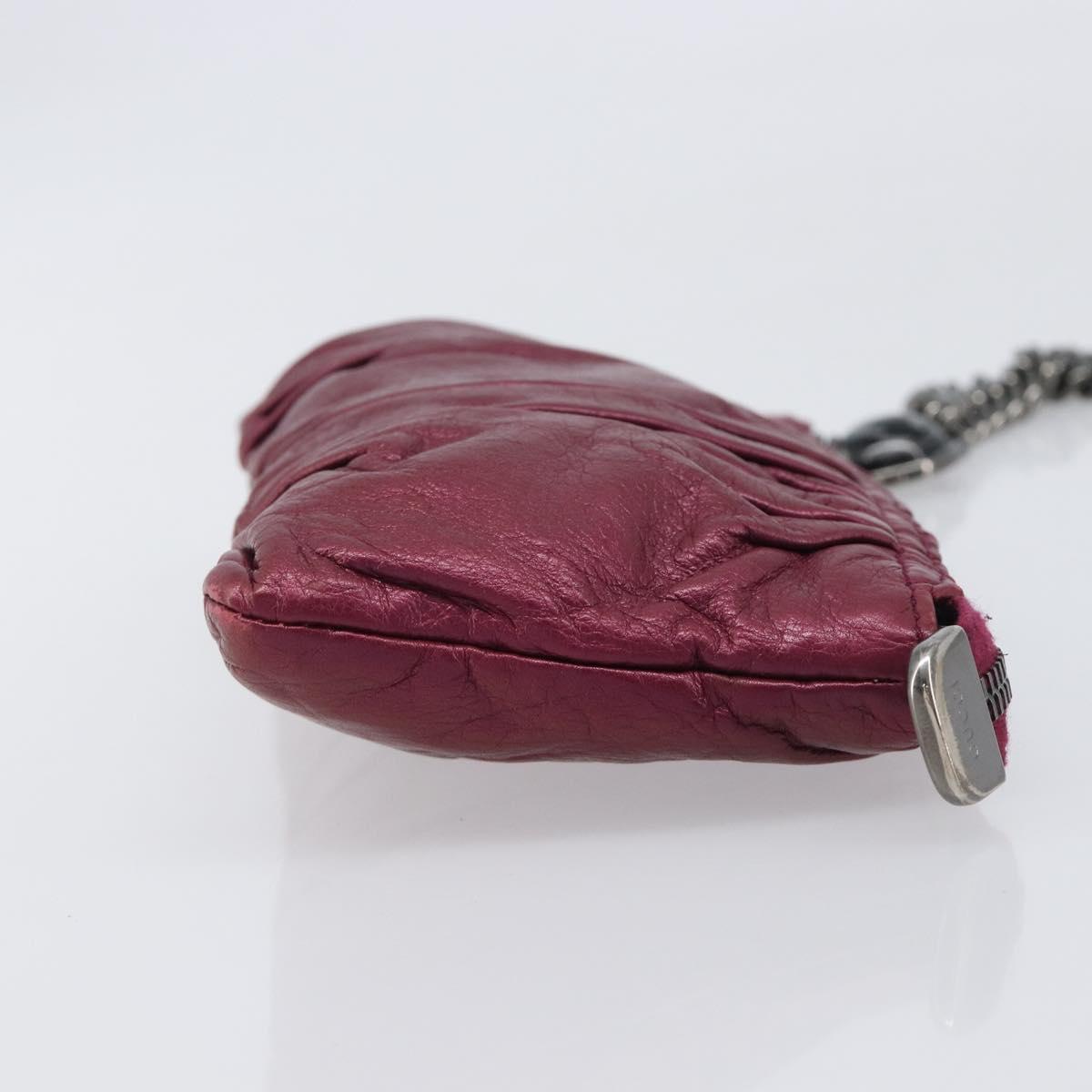 GUCCI Chain Clutch Bag Leather Pink Silver 229397 Auth 209726A