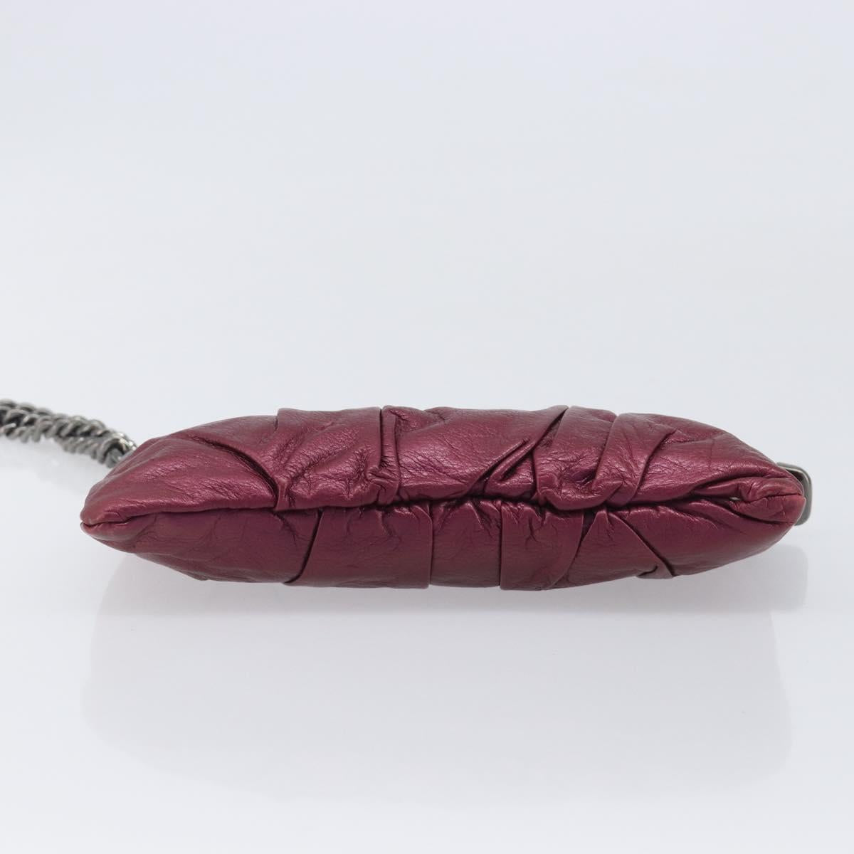 GUCCI Chain Clutch Bag Leather Pink Silver 229397 Auth 209726A