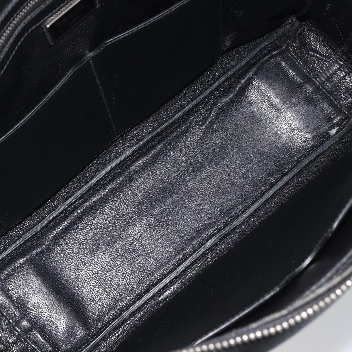 PRADA Hand Bag Saffiano leather Black Emerald Green Auth 209730A