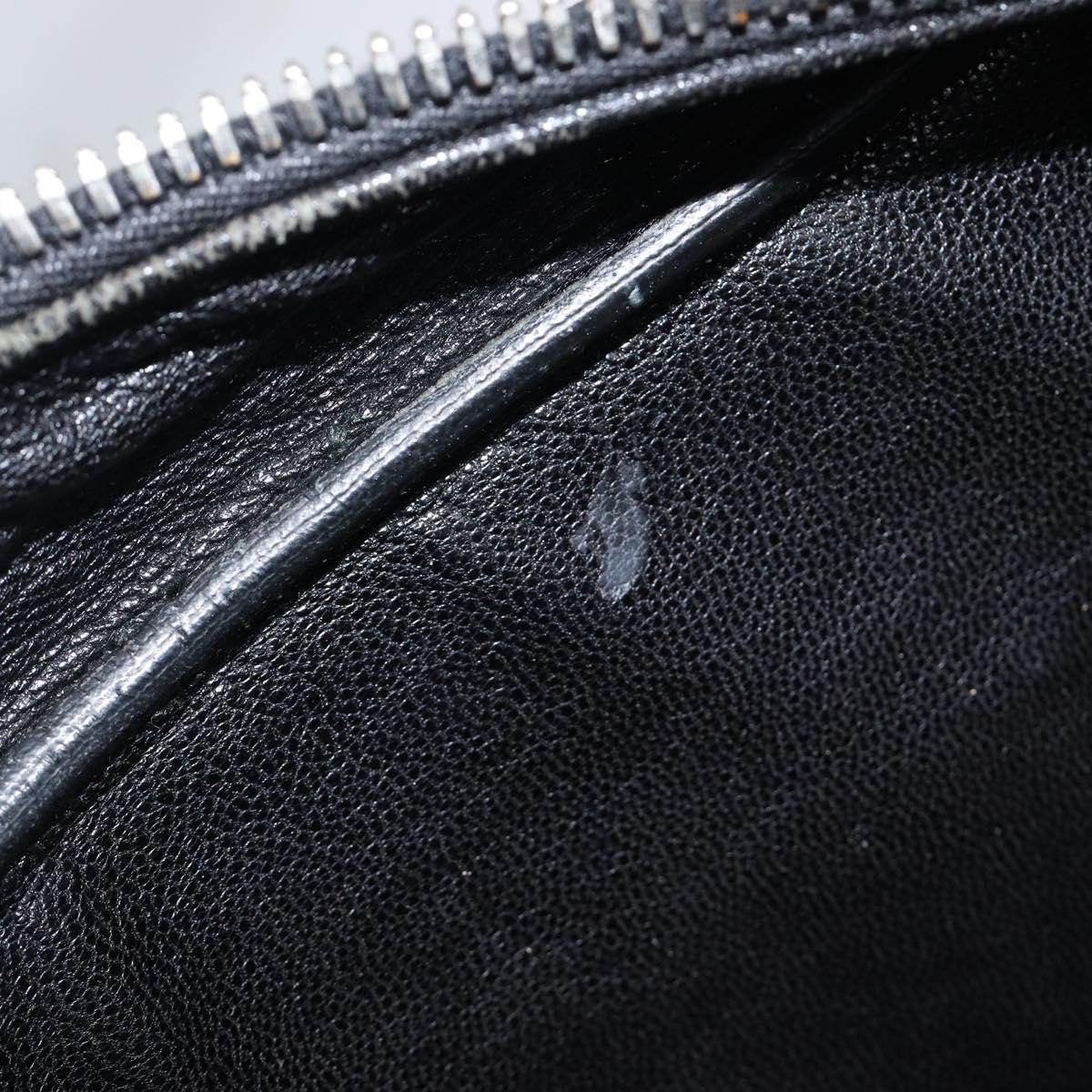 PRADA Hand Bag Saffiano leather Black Emerald Green Auth 209730A