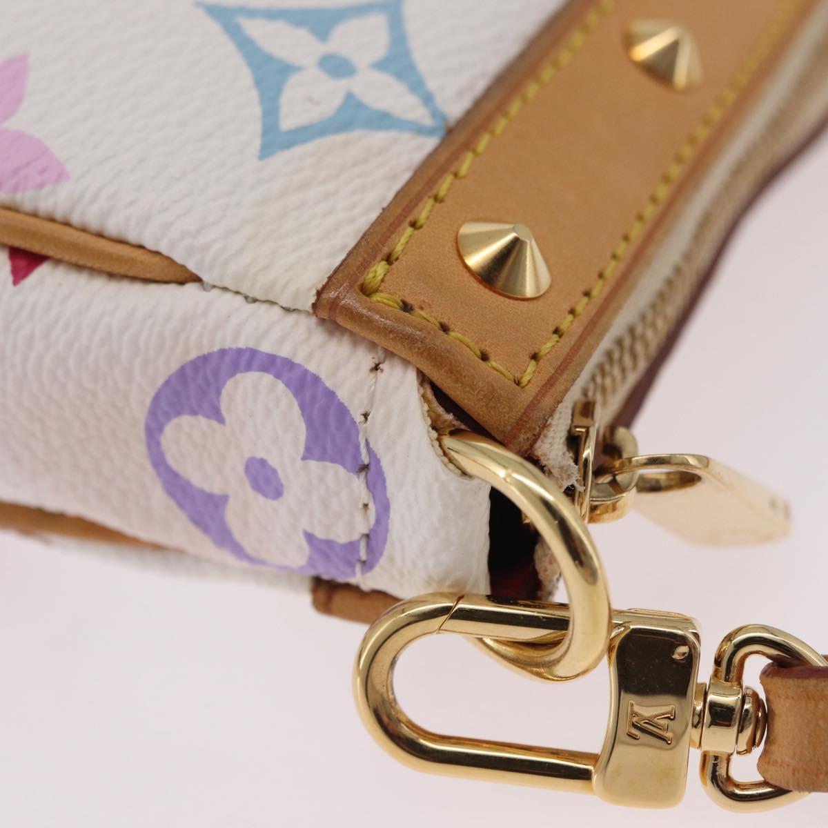 LOUIS VUITTON Multicolor Pochette Accessoires Pouch White M92649 Auth 209732SAV