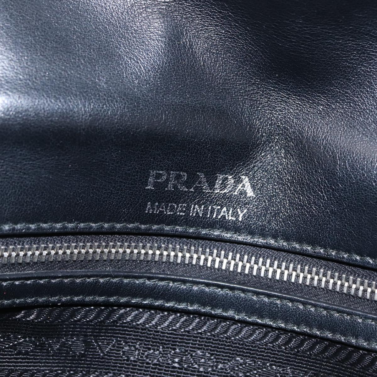 PRADA Chain Shoulder Bag Leather Black Silver Auth 209734V