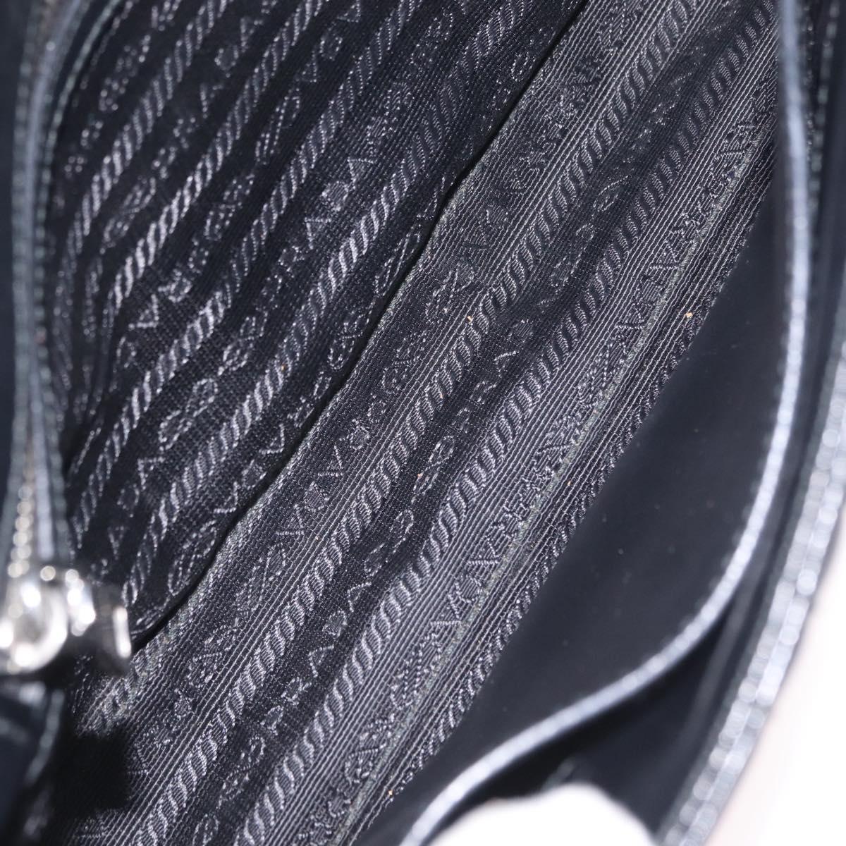 PRADA Chain Shoulder Bag Leather Black Silver Auth 209734V