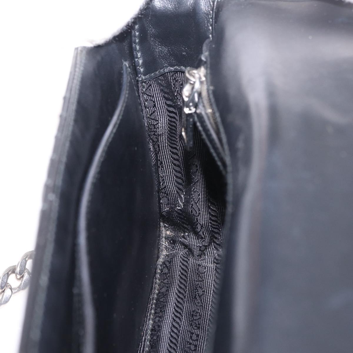 PRADA Chain Shoulder Bag Leather Black Silver Auth 209734V