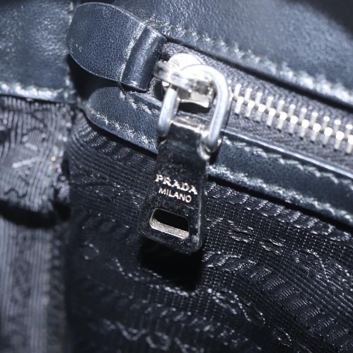 PRADA Chain Shoulder Bag Leather Black Silver Auth 209734V