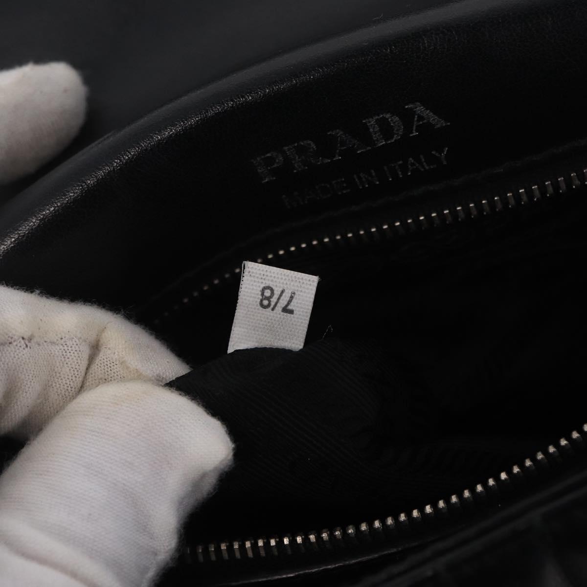 PRADA Chain Shoulder Bag Leather Black Silver Auth 209734V
