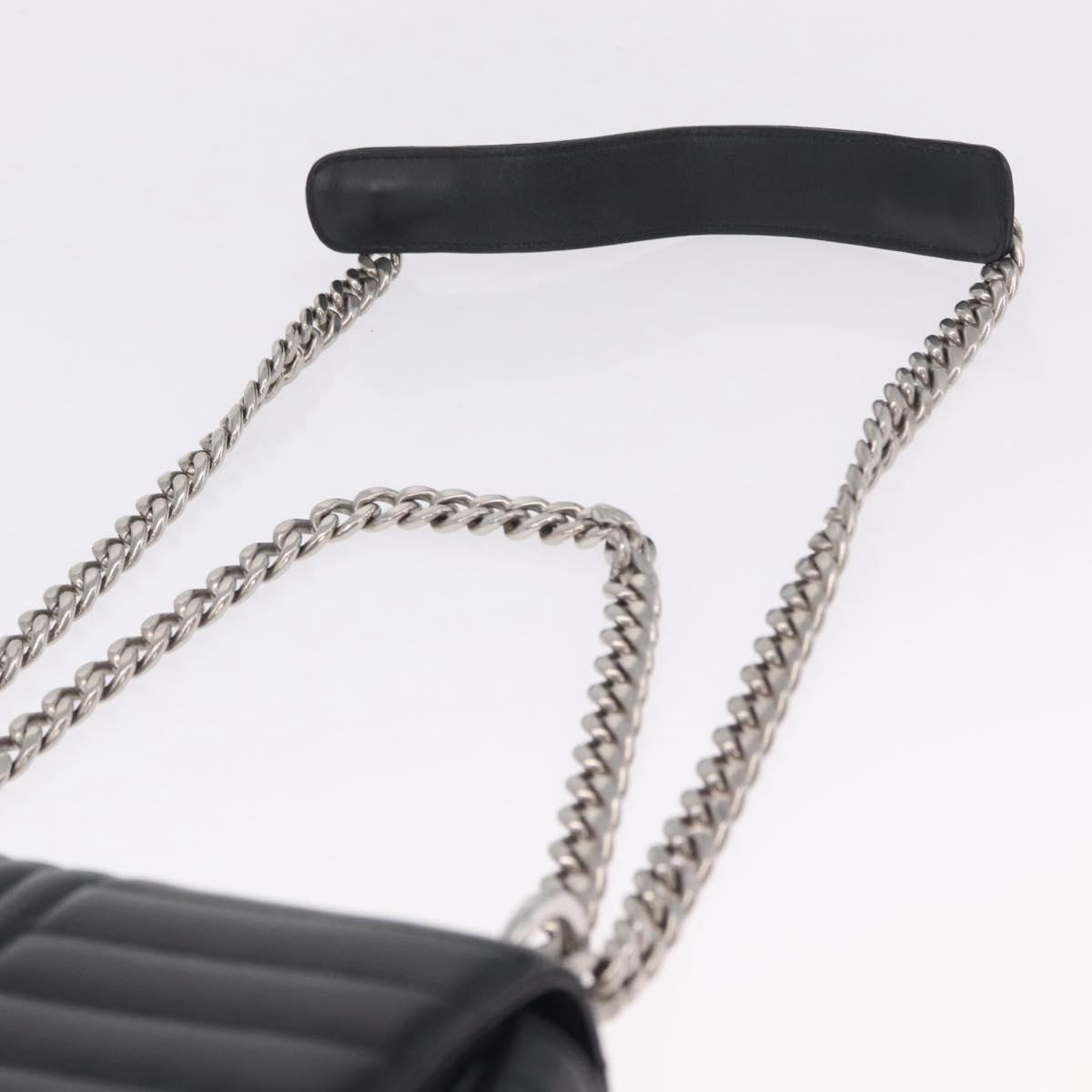 PRADA Chain Shoulder Bag Leather Black Silver Auth 209734V