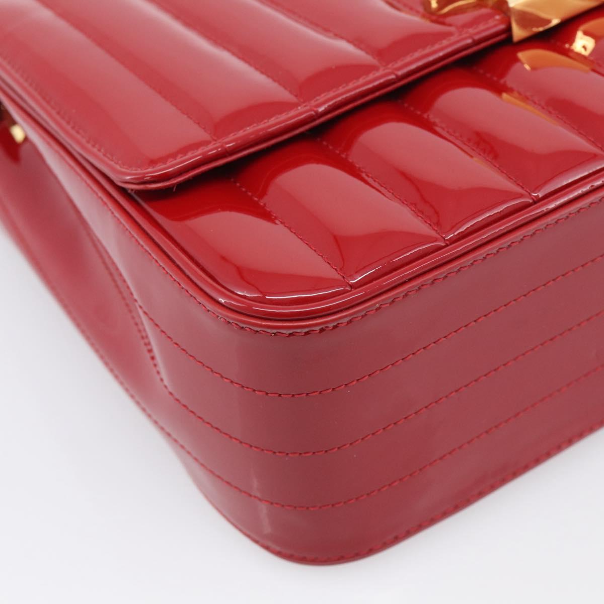 Saint Laurent Chain Shoulder Bag Patent Red Gold Tone 532595 Auth 209736M