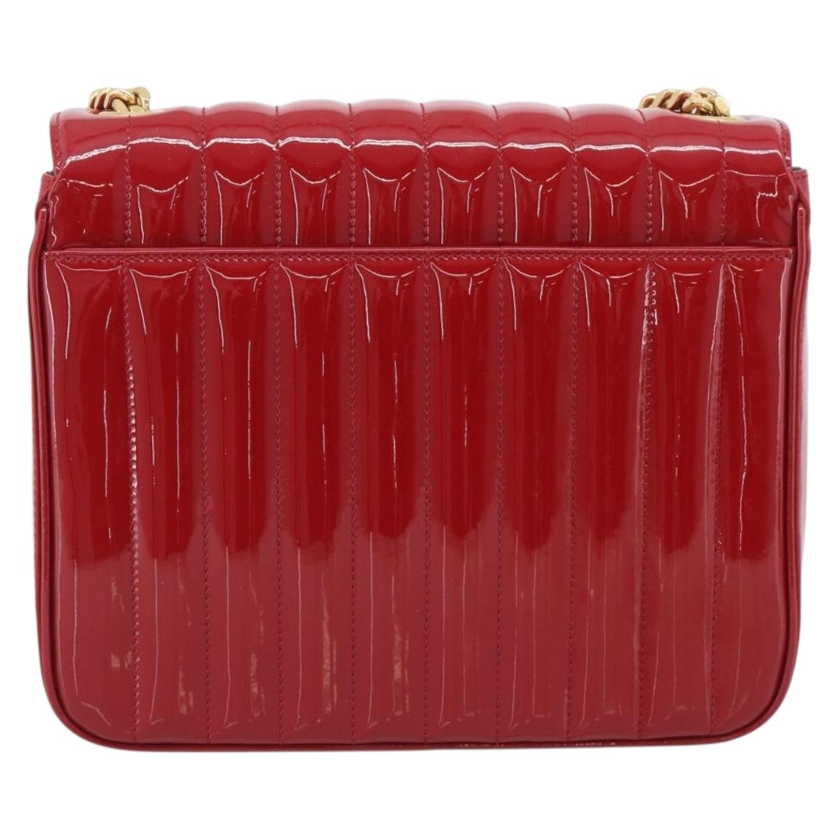 Saint Laurent Chain Shoulder Bag Patent Red Gold Tone 532595 Auth 209736M