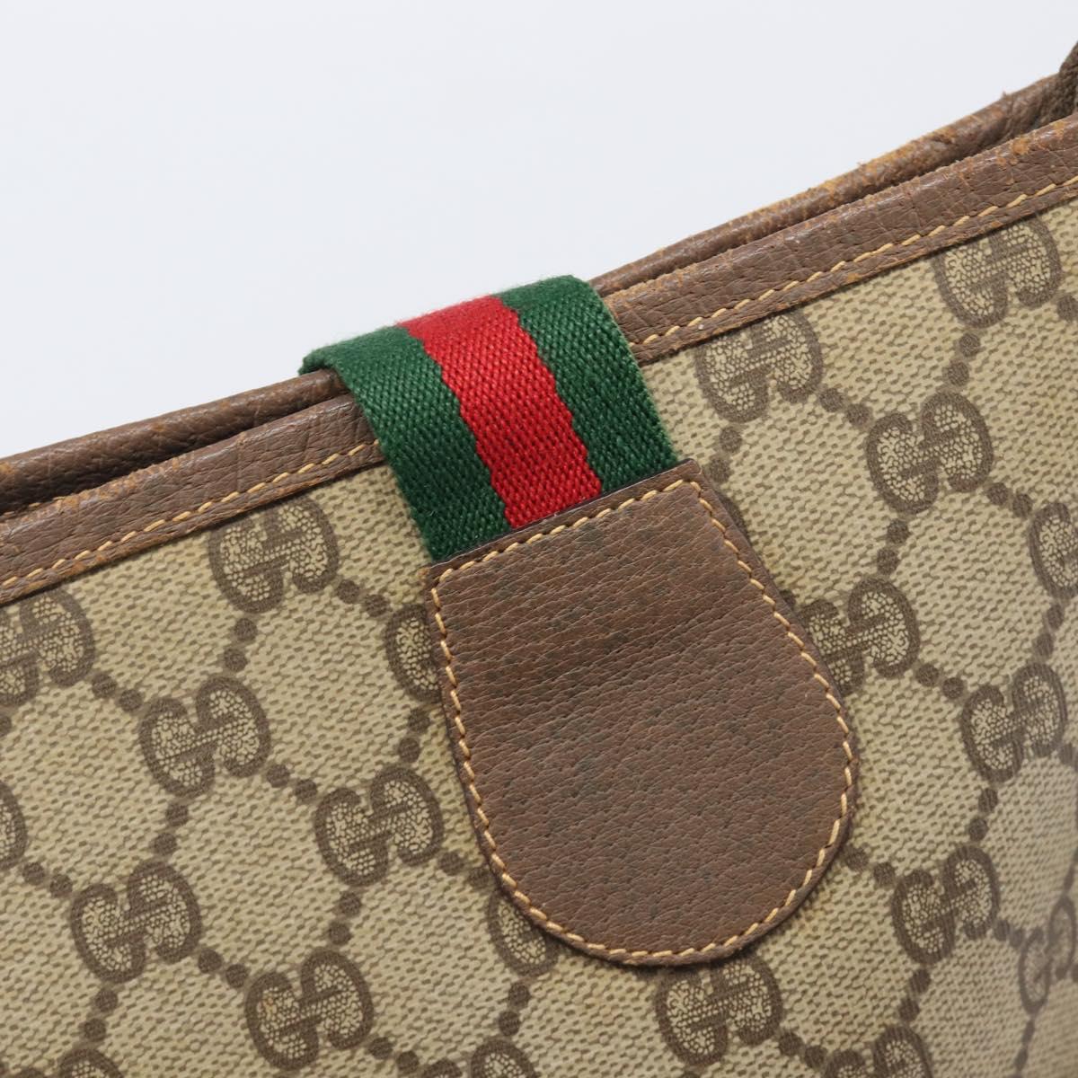 GUCCI GG Supreme Web Sherry Line Tote Bag PVC Beige 002 983 0163 Auth 209738
