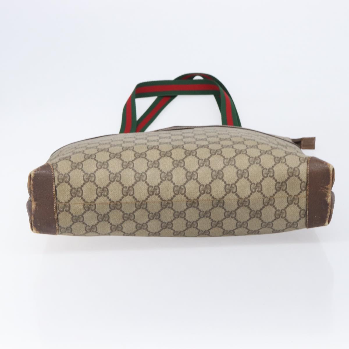 GUCCI GG Supreme Web Sherry Line Tote Bag PVC Beige 002 983 0163 Auth 209738